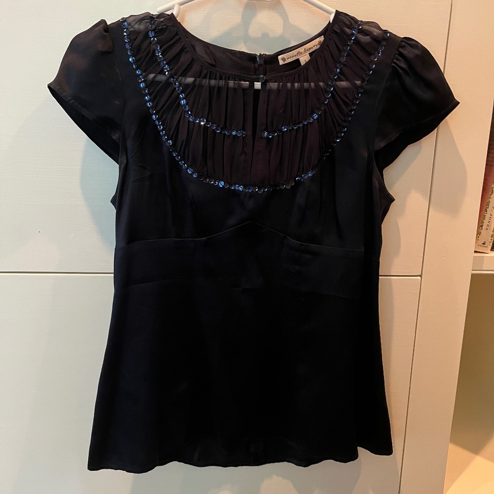 Flutter sleeve Navy Top with Sequins